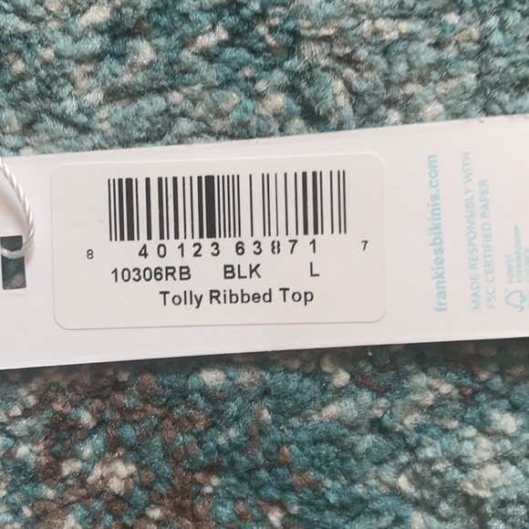 FRANKIES BIKINIS TOLLY RIBBED TOP L NWT - Picture 3 of 3